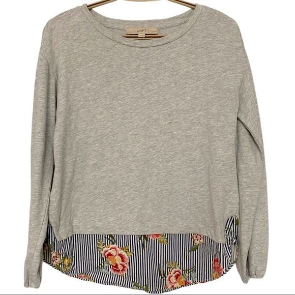 LOFT Sweaters - LOFT floral two in one sweatshirt grey SZ S